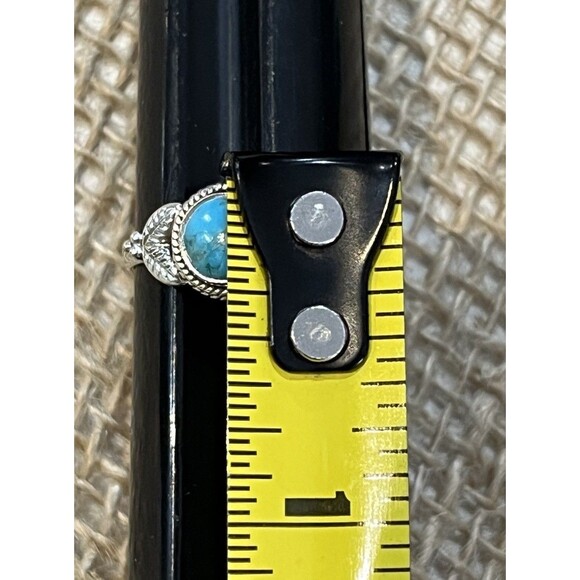 Southwestern Turquoise 925 Sterling Silver Statement Ring Handmade Ring 8.75 - Picture 7 of 7
